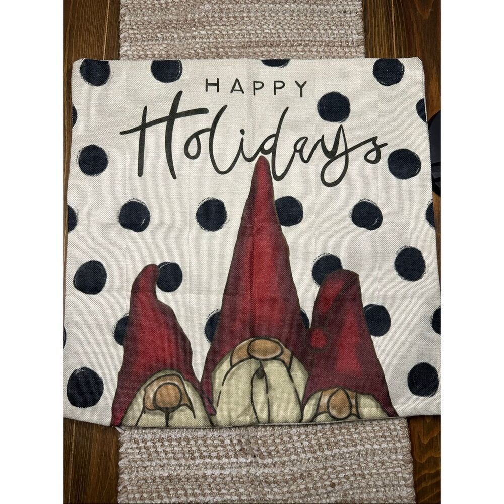 Gnome Christmas throw pillow case cover 17 x 17 New